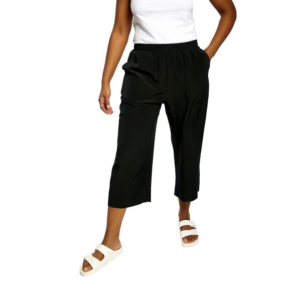 DUBGEE by Whoopi Black Cropped Wide Leg Pull on Pants Size M - Picture 1 of 10